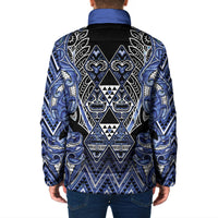 Aotearoa Ngati Kahungunu Padded Jacket Maori Tribal Blue Paua Shell Pattern