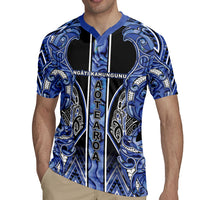 Aotearoa Ngati Kahungunu Rugby Jersey Maori Tribal Blue Paua Shell Pattern