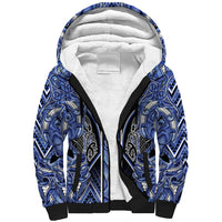 Aotearoa Ngati Kahungunu Sherpa Hoodie Maori Tribal Blue Paua Shell Pattern