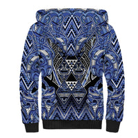 Aotearoa Ngati Kahungunu Sherpa Hoodie Maori Tribal Blue Paua Shell Pattern