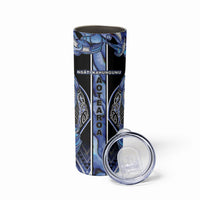 Aotearoa Ngati Kahungunu Skinny Tumbler Maori Tribal Blue Paua Shell Pattern