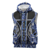 Aotearoa Ngati Kahungunu Sleeveless Hoodie Maori Tribal Blue Paua Shell Pattern