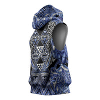 Aotearoa Ngati Kahungunu Sleeveless Hoodie Maori Tribal Blue Paua Shell Pattern