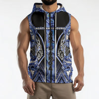 Aotearoa Ngati Kahungunu Sleeveless Zip Hoodie Maori Tribal Blue Paua Shell Pattern