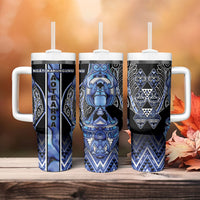 Aotearoa Ngati Kahungunu Tumbler With Handle Maori Tribal Blue Paua Shell Pattern