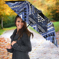 Aotearoa Ngati Kahungunu Umbrella Maori Tribal Blue Paua Shell Pattern