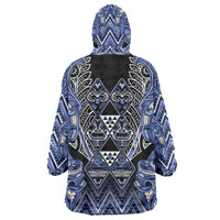 Aotearoa Ngati Kahungunu Wearable Blanket Hoodie Maori Tribal Blue Paua Shell Pattern