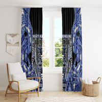 Aotearoa Ngati Kahungunu Window Curtain Maori Tribal Blue Paua Shell Pattern