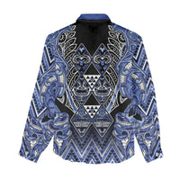 Aotearoa Ngati Kahungunu Women Casual Shirt Maori Tribal Blue Paua Shell Pattern