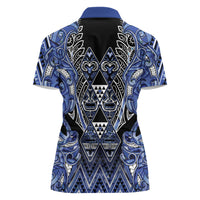 Aotearoa Ngati Kahungunu Women Polo Shirt Maori Tribal Blue Paua Shell Pattern
