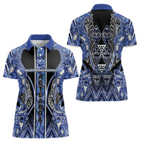 Aotearoa Ngati Kahungunu Women Polo Shirt Maori Tribal Blue Paua Shell Pattern
