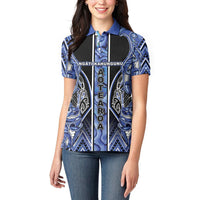 Aotearoa Ngati Kahungunu Women Polo Shirt Maori Tribal Blue Paua Shell Pattern