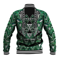 Aotearoa Ngai Tahu Baseball Jacket Maori Tribal Dark Green Paua Shell Pattern