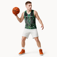 Aotearoa Ngai Tahu Basketball Jersey Maori Tribal Dark Green Paua Shell Pattern