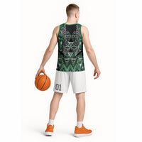 Aotearoa Ngai Tahu Basketball Jersey Maori Tribal Dark Green Paua Shell Pattern
