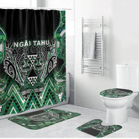 Aotearoa Ngai Tahu Bathroom Set Maori Tribal Dark Green Paua Shell Pattern
