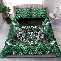 Aotearoa Ngai Tahu Bedding Set Maori Tribal Dark Green Paua Shell Pattern