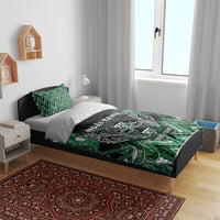 Aotearoa Ngai Tahu Bedding Set Maori Tribal Dark Green Paua Shell Pattern