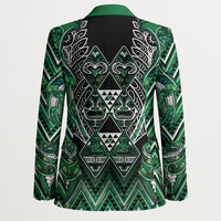 Aotearoa Ngai Tahu Blazer Maori Tribal Dark Green Paua Shell Pattern