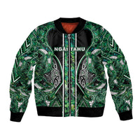 Aotearoa Ngai Tahu Bomber Jacket Maori Tribal Dark Green Paua Shell Pattern