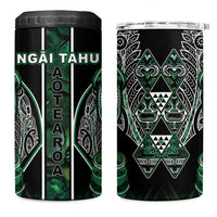 Aotearoa Ngai Tahu 4 in 1 Can Cooler Tumbler Maori Tribal Dark Green Paua Shell Pattern