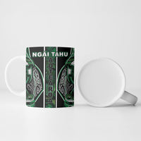Aotearoa Ngai Tahu Ceramic Mug Maori Tribal Dark Green Paua Shell Pattern