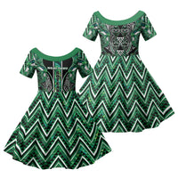 Aotearoa Ngai Tahu Family Matching Summer Maxi Dress and Hawaiian Shirt Maori Tribal Dark Green Paua Shell Pattern