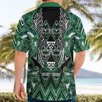 Aotearoa Ngai Tahu Hawaiian Shirt Maori Tribal Dark Green Paua Shell Pattern