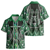 Aotearoa Ngai Tahu Kid Hawaiian Shirt Maori Tribal Dark Green Paua Shell Pattern