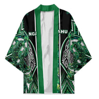 Aotearoa Ngai Tahu Kimono Maori Tribal Dark Green Paua Shell Pattern