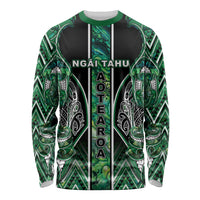 Aotearoa Ngai Tahu Long Sleeve Shirt Maori Tribal Dark Green Paua Shell Pattern