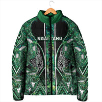 Aotearoa Ngai Tahu Padded Jacket Maori Tribal Dark Green Paua Shell Pattern