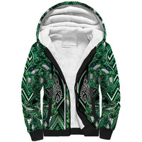 Aotearoa Ngai Tahu Sherpa Hoodie Maori Tribal Dark Green Paua Shell Pattern