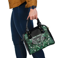 Aotearoa Ngai Tahu Shoulder Handbag Maori Tribal Dark Green Paua Shell Pattern