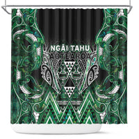 Aotearoa Ngai Tahu Shower Curtain Maori Tribal Dark Green Paua Shell Pattern