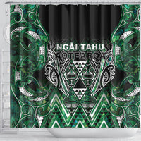 Aotearoa Ngai Tahu Shower Curtain Maori Tribal Dark Green Paua Shell Pattern