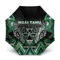 Aotearoa Ngai Tahu Umbrella Maori Tribal Dark Green Paua Shell Pattern