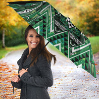 Aotearoa Ngai Tahu Umbrella Maori Tribal Dark Green Paua Shell Pattern
