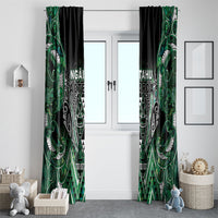 Aotearoa Ngai Tahu Window Curtain Maori Tribal Dark Green Paua Shell Pattern
