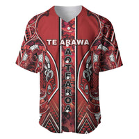 Aotearoa Te Arawa Baseball Jersey Maori Tribal Dark Red Paua Shell Pattern