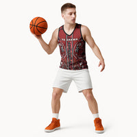 Aotearoa Te Arawa Basketball Jersey Maori Tribal Dark Red Paua Shell Pattern