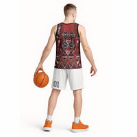 Aotearoa Te Arawa Basketball Jersey Maori Tribal Dark Red Paua Shell Pattern