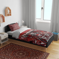 Aotearoa Te Arawa Bedding Set Maori Tribal Dark Red Paua Shell Pattern