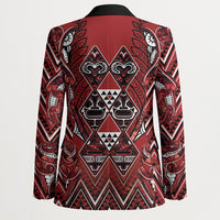 Aotearoa Te Arawa Blazer Maori Tribal Dark Red Paua Shell Pattern