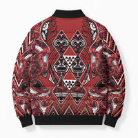 Aotearoa Te Arawa Bomber Puffer Jacket Maori Tribal Dark Red Paua Shell Pattern