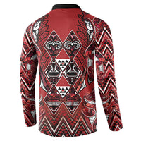 Aotearoa Te Arawa Button Sweatshirt Maori Tribal Dark Red Paua Shell Pattern