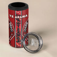 Aotearoa Te Arawa 4 in 1 Can Cooler Tumbler Maori Tribal Dark Red Paua Shell Pattern