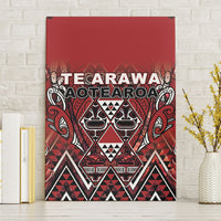 Aotearoa Te Arawa Canvas Wall Art Maori Tribal Dark Red Paua Shell Pattern