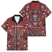 Aotearoa Te Arawa Family Matching Mermaid Dress and Hawaiian Shirt Maori Tribal Dark Red Paua Shell Pattern