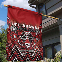 Aotearoa Te Arawa Garden Flag Maori Tribal Dark Red Paua Shell Pattern
